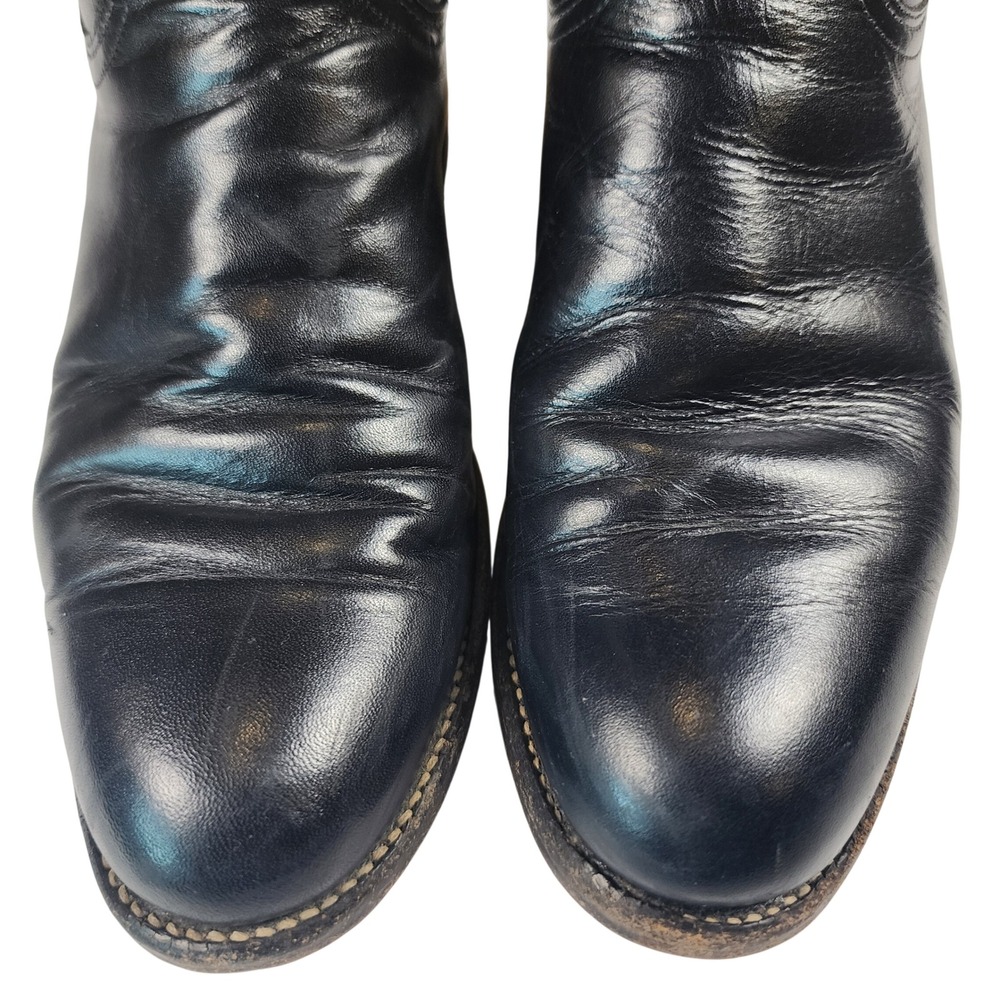 Justin Ropers Black Leather Boots Womens 6.5B Cowboy Western Rodeo USA Vintage - Picture 2 of 14